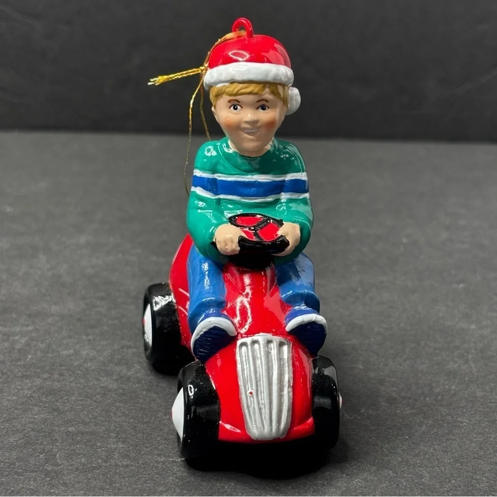 Vintage Radio Flyer Boy Racer Christmas Ornament 1990s Collectible Red Kart RARE
